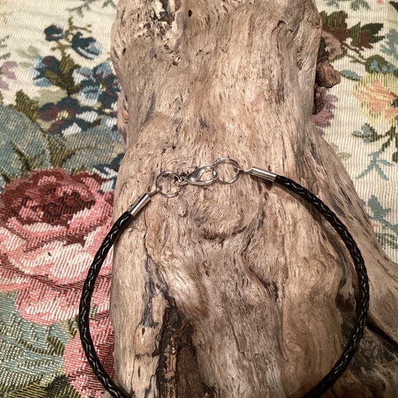 Black Braided Leather Cord Bracelet 9” - Picture 2 of 4